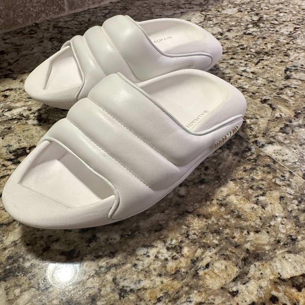 Balmain White Quilted Mules - Picture 9 of 9